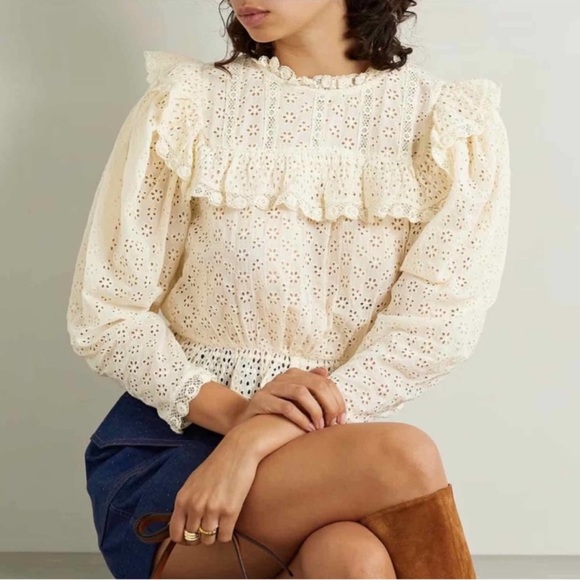 Doen Floryn Top - Ivory Eyelet Lace Blouse - size S - Picture 2 of 8